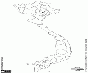 Coloriage Carte de Vietnam