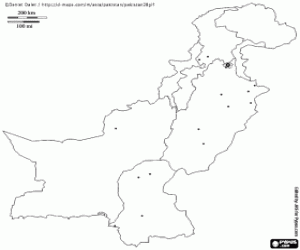Coloriage Carte du Pakistan