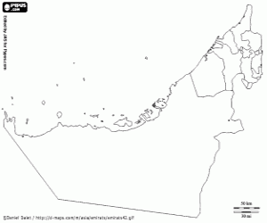 Coloriage Carte des Émirats arabes