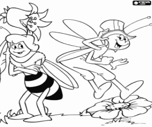Coloriage Cassandre et Flip de Maya l'abeille