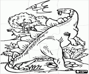 Coloriage Casse-tête avec des dinosaures