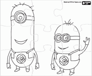 Coloriage Casse-tête avec deux sbires minions de Gru