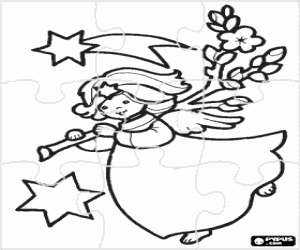Coloriage Casse-tête avec un ange et l'étoile