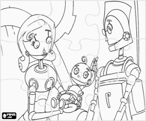 Coloriage Casse-tête du bébé Rodney, Robots