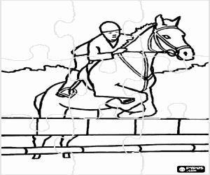 Coloriage Casse-tête du cheval dans un saut