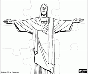 Coloriage Casse-tête du Christ Corcovado, RJ, Brésil