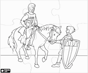 Coloriage Casse-tête de chevalier et écuyer