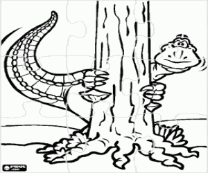 Coloriage Casse-tête de dinosaures et de l'arbre