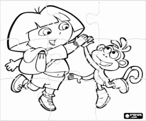 Coloriage Casse-tête de Dora et le singe
