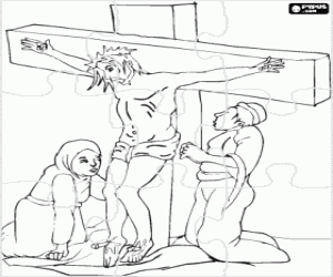 Coloriage Casse-tête de Jésus sur la Croix