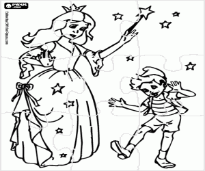 Coloriage Casse-tête de Pinocchio avec la fée