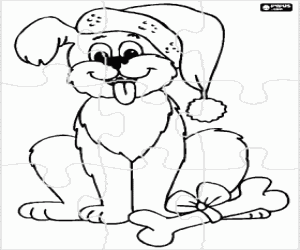 Coloriage Casse-tête d'un chien à Noël