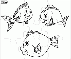 Coloriage Casse-tête d'un groupe de poisson