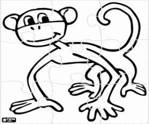 Coloriage Casse-tête d'un singe regardant
