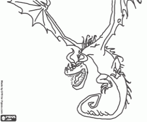 Coloriage Cauchemar Monstrueux, dragon féroce