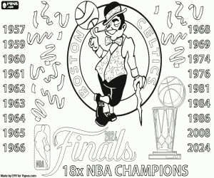 Coloriage Les Celtics de Boston, champions NBA 2024
