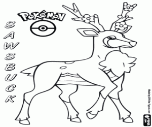 Coloriage Le cerf de Pokemon au printemps