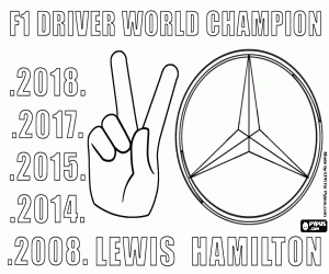 Coloriage Champion F1 2018, Lewis Hamilton