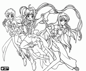 Coloriage Les chanteuses Luchia, Hanon et Lina