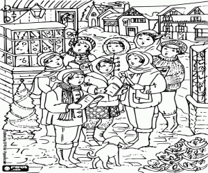 Coloriage Chants de Noël par les enfants