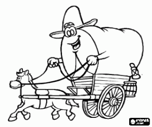 Coloriage Chariot couvert du vieil ouest