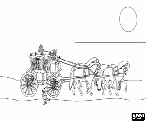 Coloriage Le chariot royal, le chat botté