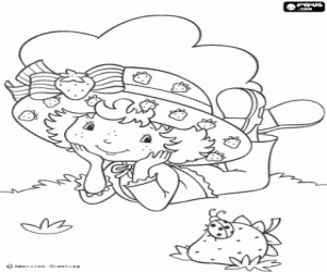 Coloriage Charlotte aux fraises sur l'herbe