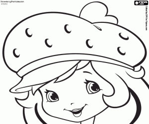 Coloriage Charlotte aux fraises, visage souriant