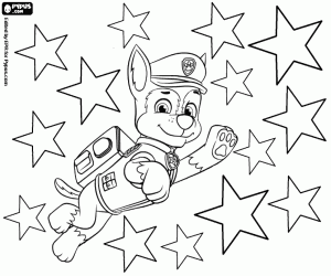 Coloriage Chase et les étoiles, Paw Patrol