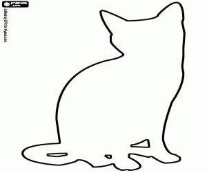 Coloriage Chat assis, silhouette frontale