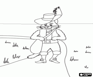 Coloriage Le chat avec les bottes et le sac