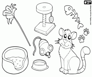 Coloriage Le chat avec les jouets