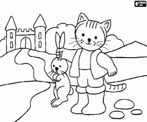 Coloriage Le Chat Botté et le lièvre