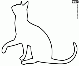 Coloriage Chat à patte levée, silhouette
