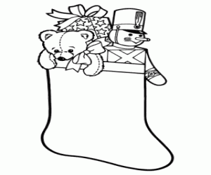 Coloriage Chaussette de Noël rempli de cadeaux