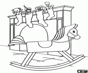 Coloriage Chaussettes de Noël avec des cadeaux