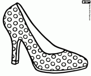 Coloriage Chaussure de talon haut à pois
