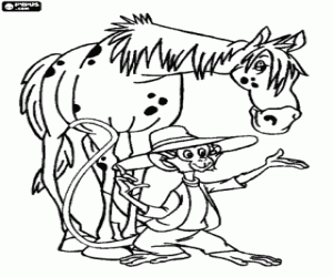 Coloriage Cheval et singe, amis de Fifi