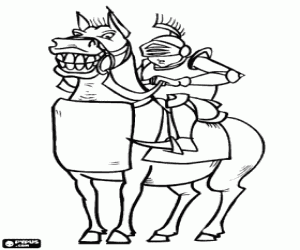 Coloriage Chevalier avec une armure à cheval