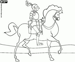 Coloriage Chevalier sur son cheval élégant