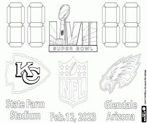 Coloriage Chiefs vs Eagles, Super Bowl 2023