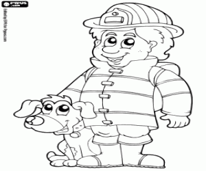Coloriage Le chien de la caserne des pompiers