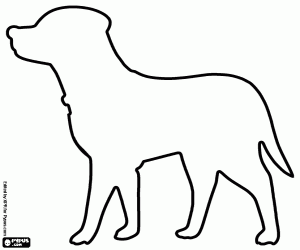 Coloriage Chien labrador avec collier, silhouette