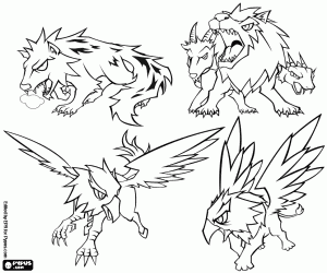 Coloriage Chien noir, Chimère, Hippogriffe, Griffon