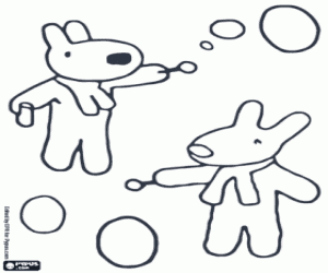 Coloriage Les chiens amis Gaspard et Lisa