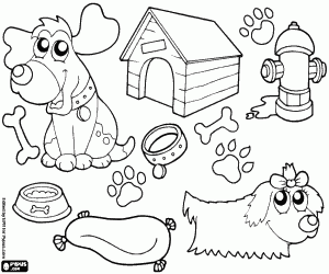 Coloriage Deux chiens, les animaux de compagnie