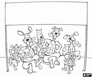 Coloriage Chiens et athlétisme