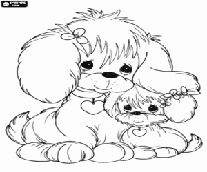 Coloriage Deux chiens de Precious Moments