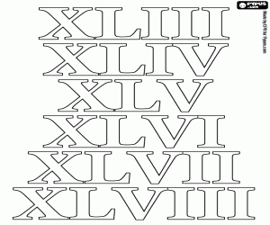 Coloriage Les chiffres romains de 43 à 48