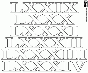 Coloriage Chiffres romains de 79 à 84